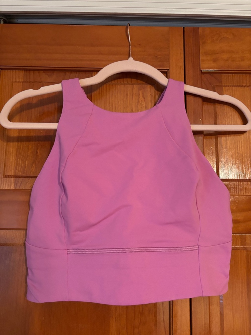 Lululemon free to be serene bra high neck long line in magenta glow